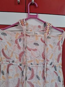 Feather Print Strapless Maxi Dress