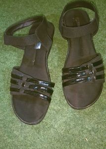 Black Wedge Sandals