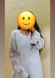 Light Blue Embroidered Kurti