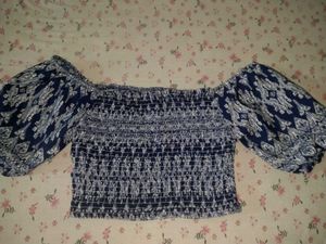Smocked Off-Shoulder Crop Top