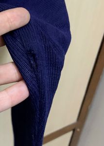 Navy Blue Button Down Sweater For Girls
