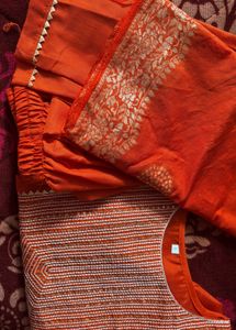 Orange Embroidered Kurta Set