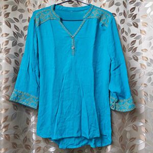 Blue Crepe Top