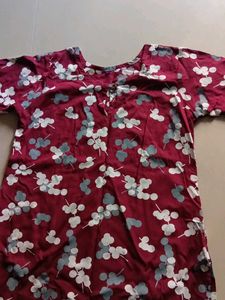 Floral Print Maroon Kurtis-Combo