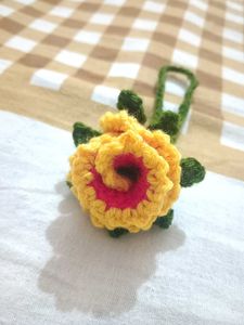 Crochet Rose Flower Bag Charm Keychain