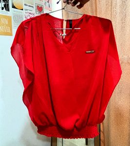 Red Casual/party Wear Ballon Top