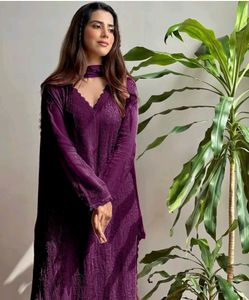 Chikenkari Embroidery Work Kurta Set With Plazo&amp;Du