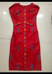 Red Embroidered Kurta Set