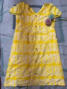 Yellow Tie-Dye Mini Dress