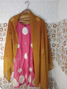 Pink Embroidered Kurta Set