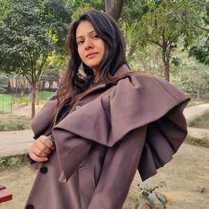 Cabernet Overcoat Ruffled Shoulder