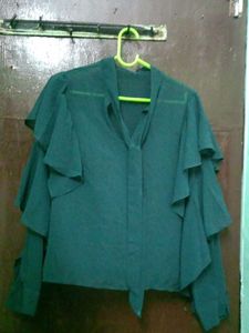 Elegant Green Ruffle Top