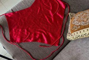 Red Cowl Neck Satin Crop Top