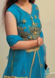 Teal Embroidered Anarkali Dress