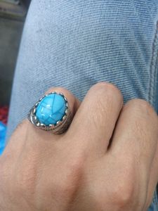 Silver Blue Stone Finger Ring for Boys