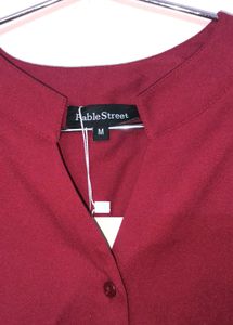 Burgundy Button-Down Top