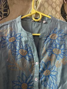 Max Chanderi Embroidered Kurti