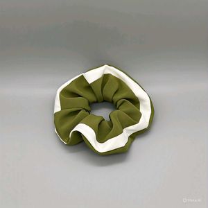 Green &amp; White Handmade Scrunchie