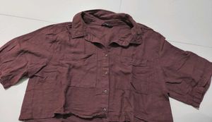 Zudio Brown Cropped Casual Shirt - Large