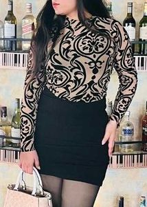 Black Printed Full Sleeves Top
