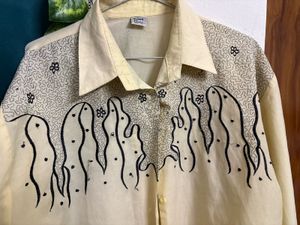 Vintage Unique Patterned Yellow Shirt