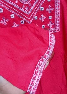 Red Embroidered Kurta