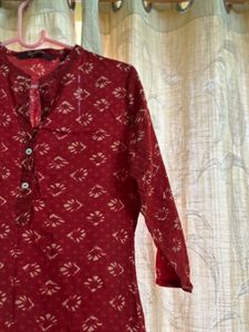 Maroon Printed Kurti