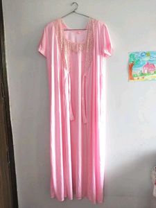 Pink Lace Trim Nightgown with robe