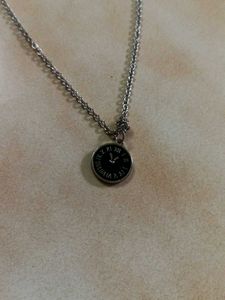 Silver Tone Clock Pendant Neck Piece