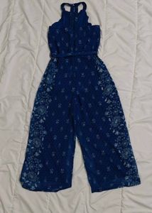 Blue Floral Print Jumpsuit