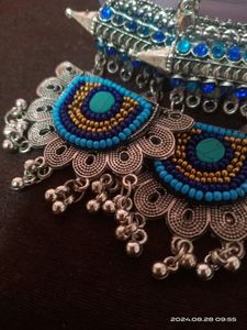 Long Oxidized Earring