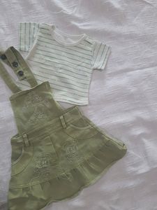 Gallace Frock Suit For Baby Girl Olive White Color