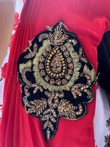 Elegant Red Saree with readymade blouse