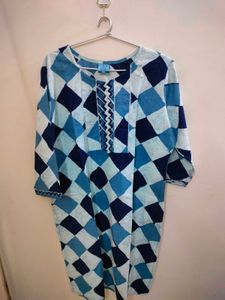 Blue Patterned Kurta (XXL Size)