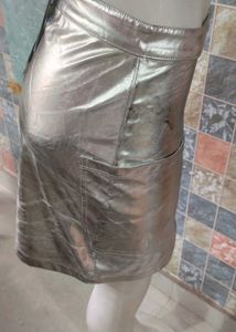 Metallic Silver Mini Skirt
