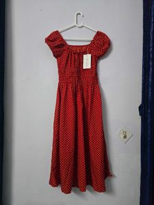Red Polka Dot Midi Dress