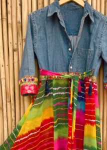 Long Denim Multi Color Shrug