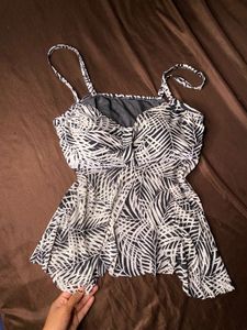 Tropical Print Swim Top