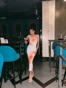 Tie-Dye Tube Midi Dress
