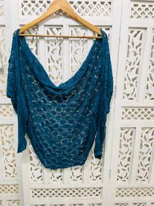 Teal Crochet Shrug A