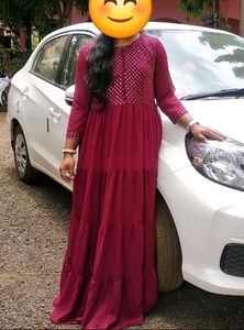 Maroon Gown For Girls