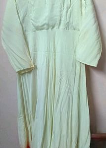 Cream Long Kurti With Embroidery