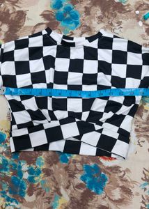 Black Skirt With Checkered Top