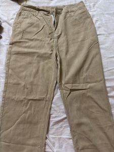Beige Wide Leg Pants