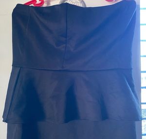 Elegant Black Peplum Strapless Dress