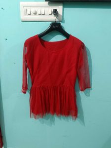 Red Tulle Top