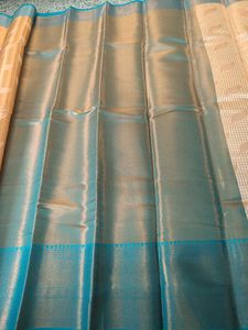 Elegant Cream n Green Semi Silk Saree