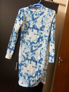 Blue Tie-Dye Mini Dress