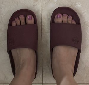 Burgundy Slide Sandals