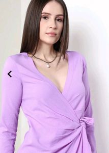 Party Mini Length Full Sleeve Textured Wrap Dress